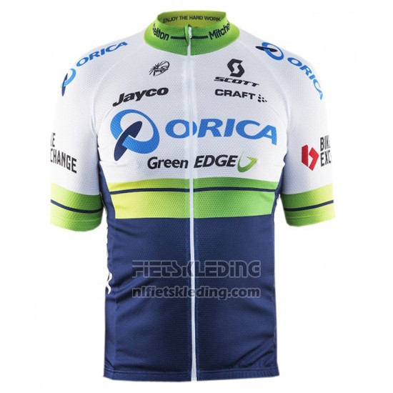 2016 Fietskleding Orica GreenEDGE Wit en Blauw Korte Mouwen en Koersbroek